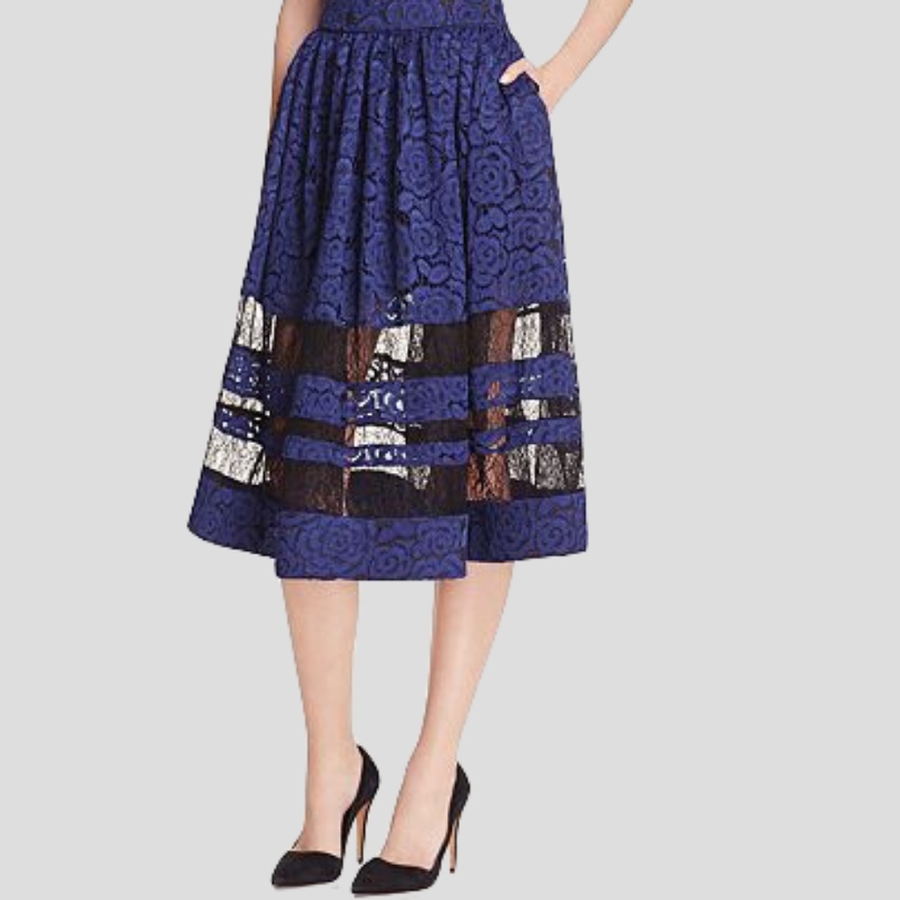 Alice + Olivia storm-blue Tamia Skirt